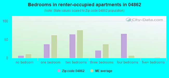 Bedrooms in renter-occupied apartments in 04862 