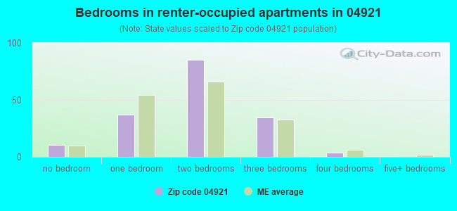 Bedrooms in renter-occupied apartments in 04921 