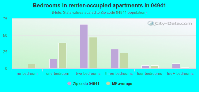 Bedrooms in renter-occupied apartments in 04941 
