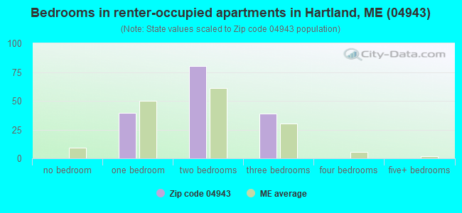 Bedrooms in renter-occupied apartments in Hartland, ME (04943) 