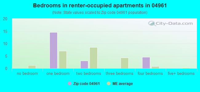 Bedrooms in renter-occupied apartments in 04961 