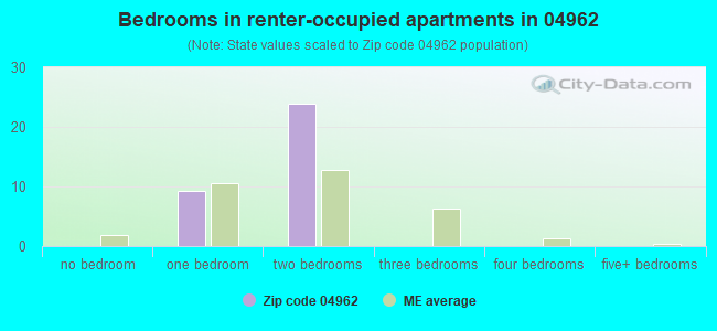 Bedrooms in renter-occupied apartments in 04962 