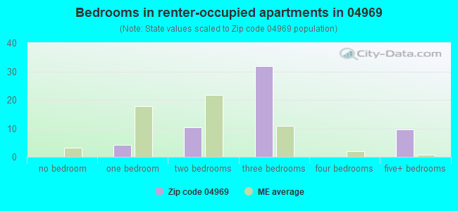 Bedrooms in renter-occupied apartments in 04969 