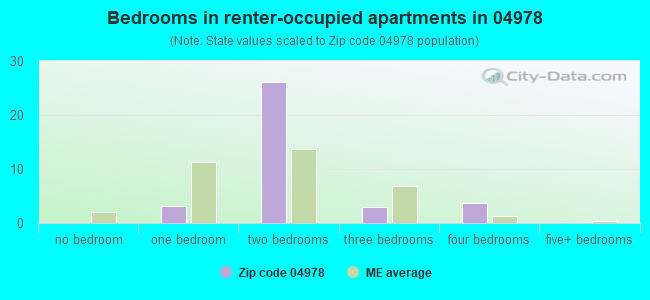 Bedrooms in renter-occupied apartments in 04978 