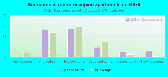 Bedrooms in renter-occupied apartments in 04979 