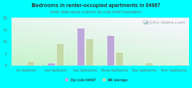 Bedrooms in renter-occupied apartments in 04987 