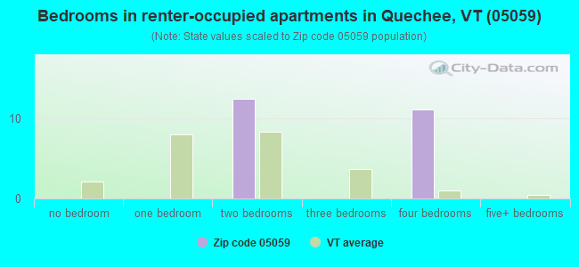 Bedrooms in renter-occupied apartments in Quechee, VT (05059) 