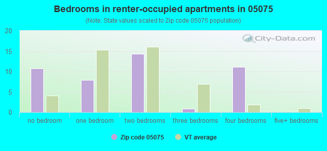 Bedrooms in renter-occupied apartments in 05075 