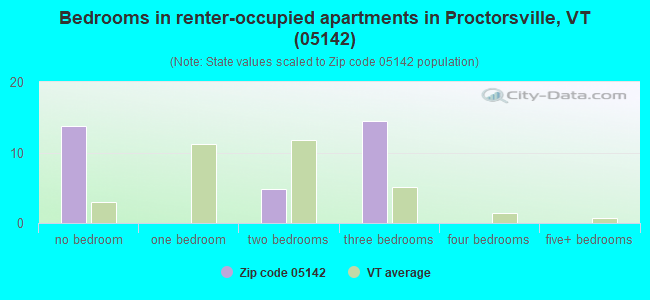 Bedrooms in renter-occupied apartments in Proctorsville, VT (05142) 