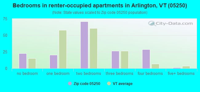 Bedrooms in renter-occupied apartments in Arlington, VT (05250) 
