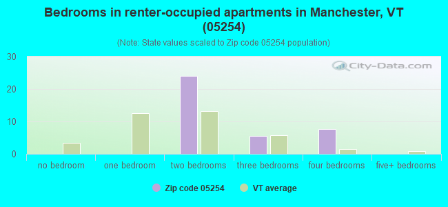 Bedrooms in renter-occupied apartments in Manchester, VT (05254) 