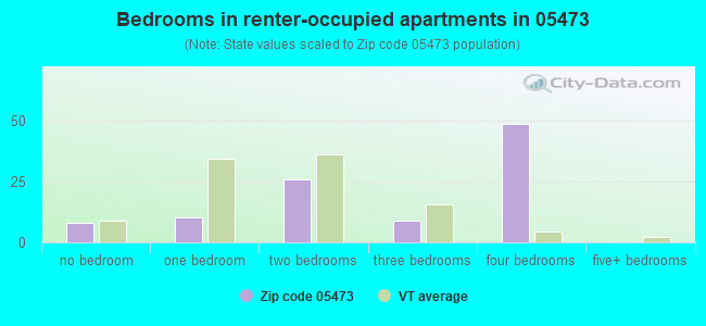 Bedrooms in renter-occupied apartments in 05473 