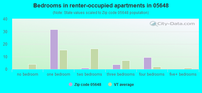 Bedrooms in renter-occupied apartments in 05648 