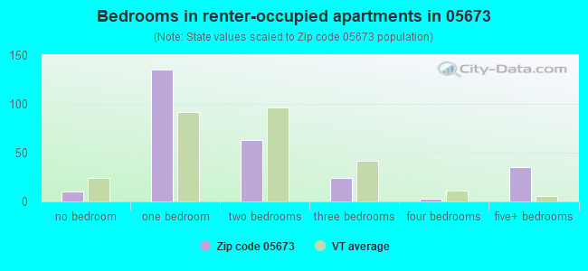 Bedrooms in renter-occupied apartments in 05673 