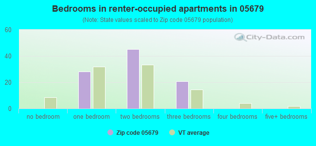 Bedrooms in renter-occupied apartments in 05679 