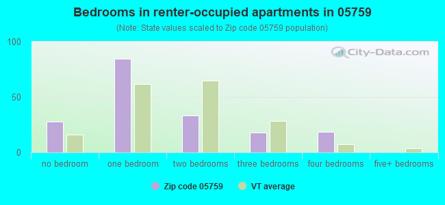 Bedrooms in renter-occupied apartments in 05759 