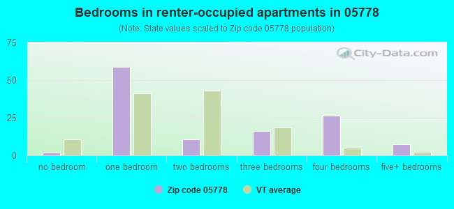 Bedrooms in renter-occupied apartments in 05778 