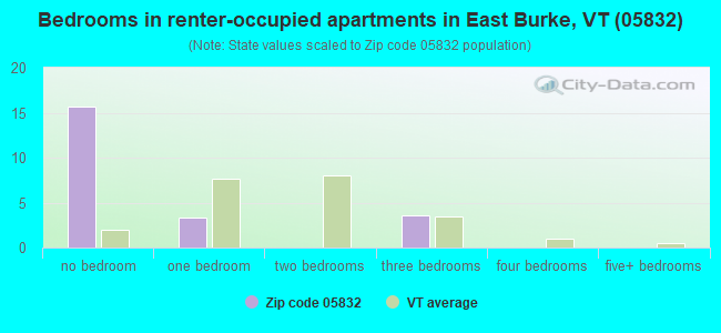 Bedrooms in renter-occupied apartments in East Burke, VT (05832) 