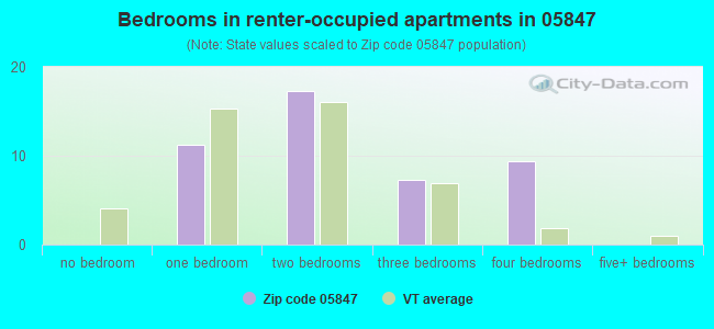 Bedrooms in renter-occupied apartments in 05847 