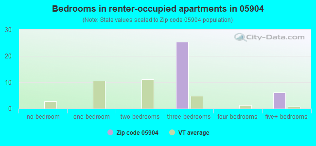 Bedrooms in renter-occupied apartments in 05904 