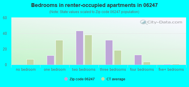 Bedrooms in renter-occupied apartments in 06247 