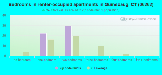 Bedrooms in renter-occupied apartments in Quinebaug, CT (06262) 
