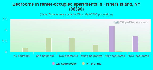 Bedrooms in renter-occupied apartments in Fishers Island, NY (06390) 