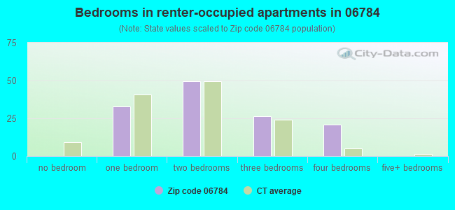 Bedrooms in renter-occupied apartments in 06784 