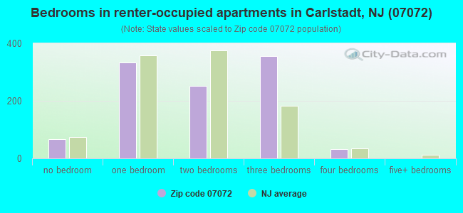 Bedrooms in renter-occupied apartments in Carlstadt, NJ (07072) 