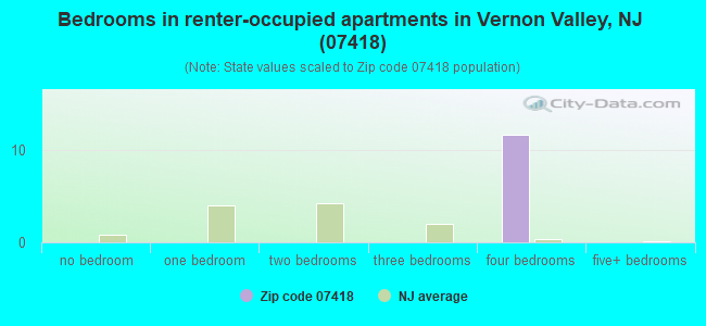 Bedrooms in renter-occupied apartments in Vernon Valley, NJ (07418) 