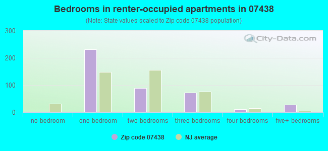 Bedrooms in renter-occupied apartments in 07438 
