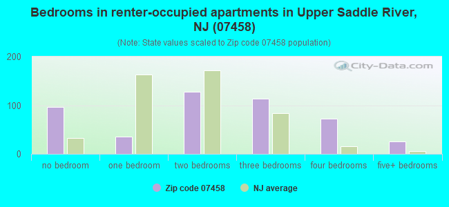 Bedrooms in renter-occupied apartments in Upper Saddle River, NJ (07458) 