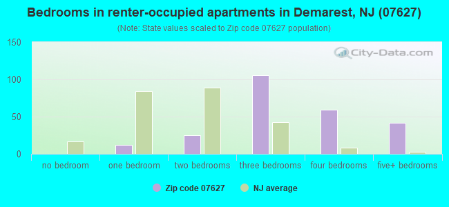 Bedrooms in renter-occupied apartments in Demarest, NJ (07627) 