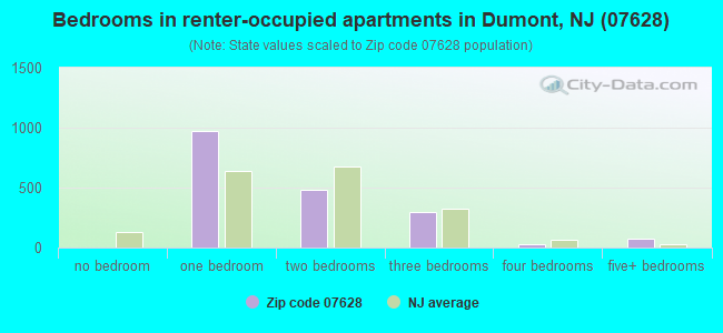 Bedrooms in renter-occupied apartments in Dumont, NJ (07628) 