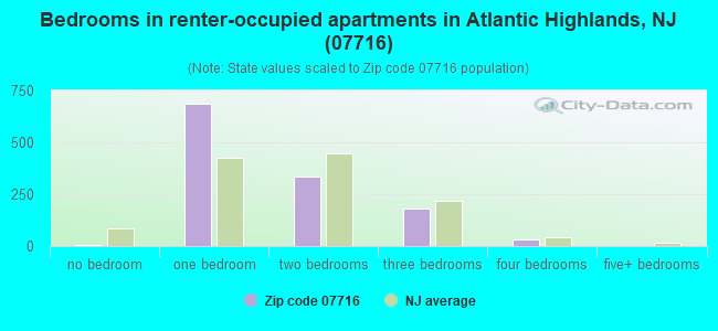 Bedrooms in renter-occupied apartments in Atlantic Highlands, NJ (07716) 
