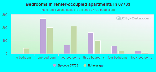 Bedrooms in renter-occupied apartments in 07733 