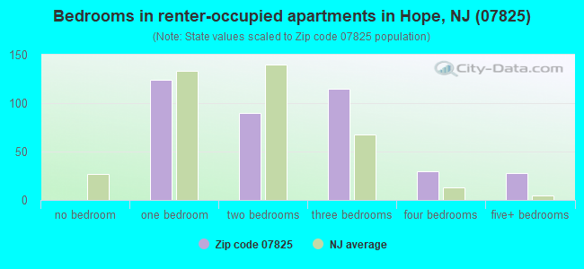 Bedrooms in renter-occupied apartments in Hope, NJ (07825) 