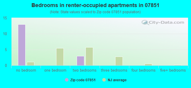 Bedrooms in renter-occupied apartments in 07851 