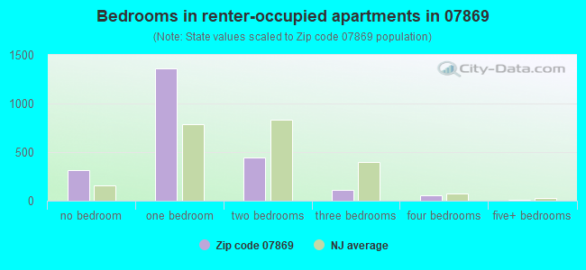 Bedrooms in renter-occupied apartments in 07869 