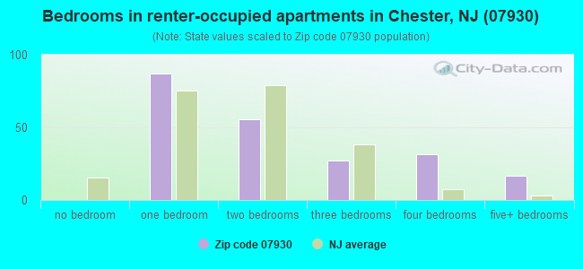 Bedrooms in renter-occupied apartments in Chester, NJ (07930) 