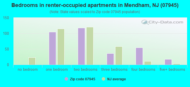 Bedrooms in renter-occupied apartments in Mendham, NJ (07945) 