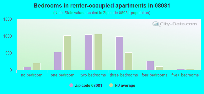 Bedrooms in renter-occupied apartments in 08081 