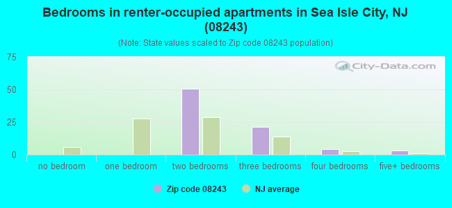 Bedrooms in renter-occupied apartments in Sea Isle City, NJ (08243) 