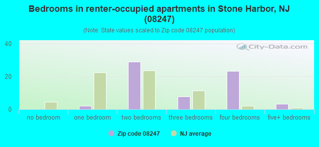 Bedrooms in renter-occupied apartments in Stone Harbor, NJ (08247) 