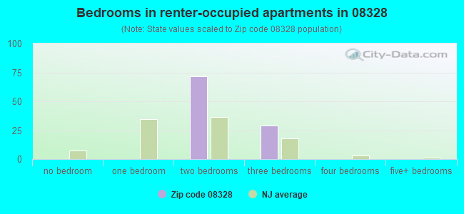 Bedrooms in renter-occupied apartments in 08328 