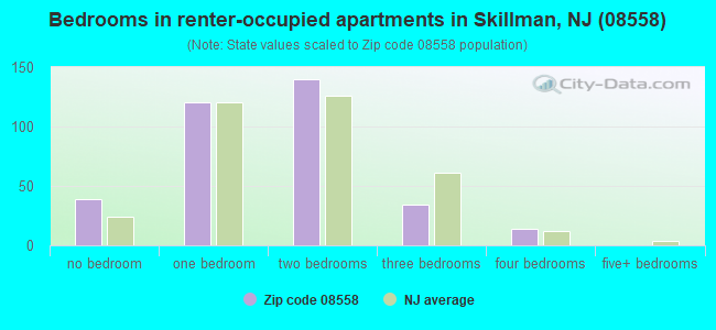 Bedrooms in renter-occupied apartments in Skillman, NJ (08558) 