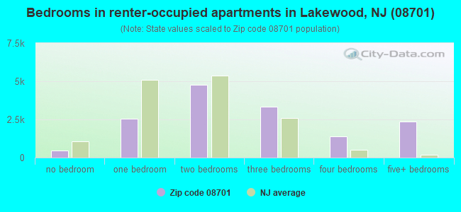 Bedrooms in renter-occupied apartments in Lakewood, NJ (08701) 