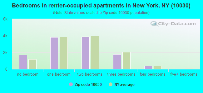 Bedrooms in renter-occupied apartments in New York, NY (10030) 