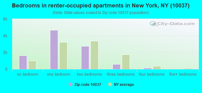 Bedrooms in renter-occupied apartments in New York, NY (10037) 