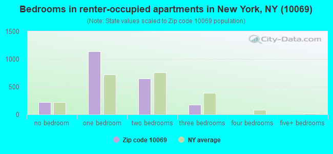 Bedrooms in renter-occupied apartments in New York, NY (10069) 